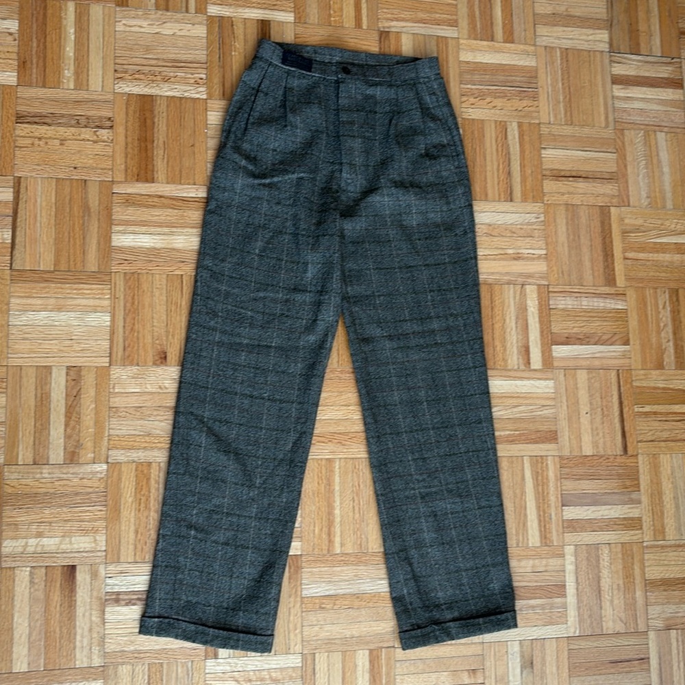 New Wool Blend Work Pants in Check Print